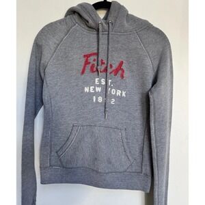 Vtg Y2K Abercrombie & Fitch Hoodie S Gray Fleece Spell Out Logo Pullover Unisex